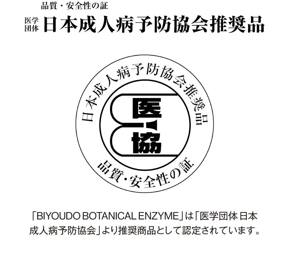 品質・安全性の証 医学団体 日本成人病予防協会推獎品