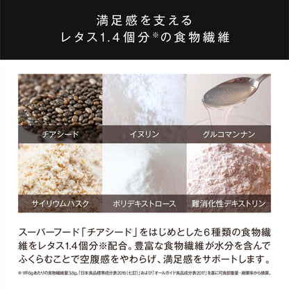 チアシード、イヌリン、グルコマンナン、サイリウムハスク、ポリデキストロース、難消化性デキストリン