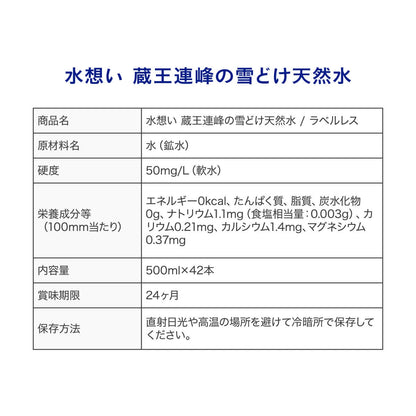 水想い ナチュラルミネラルウォーター 500ml×42本