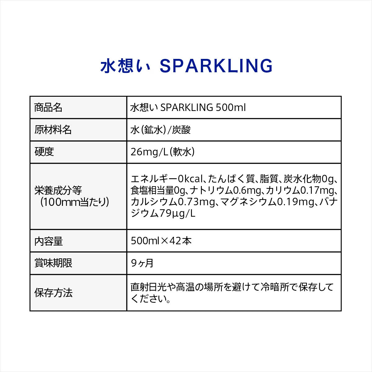 水想い スパークリングウォーター ラベルレス  500ml×42本